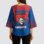 Personalized Newcastle Knights Kimono Sleeve Blouse Easter Mascot - Colorful Eggs Cartoon Style