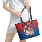 Personalized Newcastle Knights Leather Tote Bag Easter Mascot - Colorful Eggs Cartoon Style