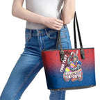 Personalized Newcastle Knights Leather Tote Bag Easter Mascot - Colorful Eggs Cartoon Style