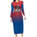 Personalized Newcastle Knights Long Sleeve Bodycon Dress Easter Mascot - Colorful Eggs Cartoon Style