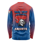 Personalized Newcastle Knights Long Sleeve Shirt Easter Mascot - Colorful Eggs Cartoon Style