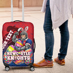 Personalized Newcastle Knights Luggage Cover Easter Mascot - Colorful Eggs Cartoon Style