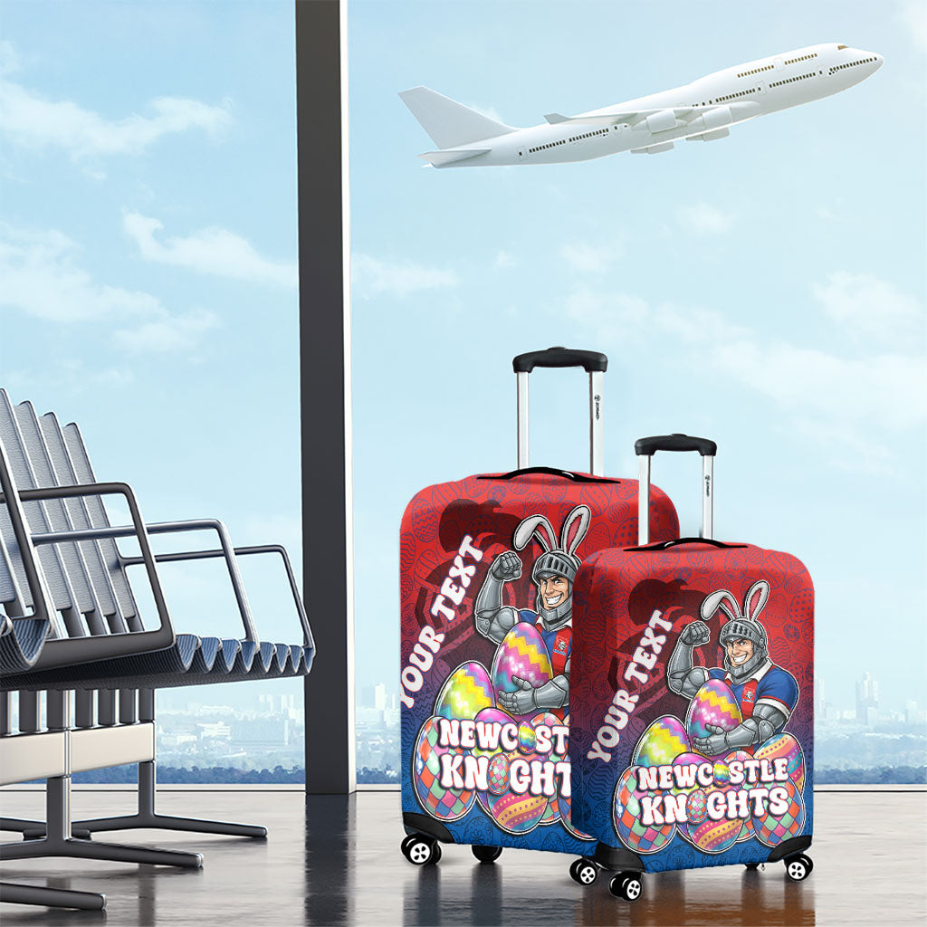 Personalized Newcastle Knights Luggage Cover Easter Mascot - Colorful Eggs Cartoon Style