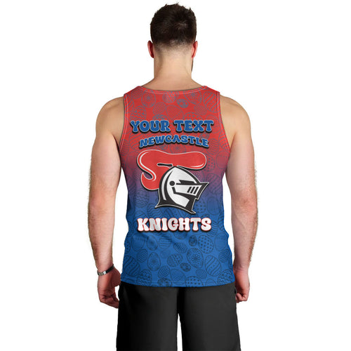 Personalized Newcastle Knights Men Tank Top Easter Mascot - Colorful Eggs Cartoon Style