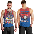 Personalized Newcastle Knights Men Tank Top Easter Mascot - Colorful Eggs Cartoon Style