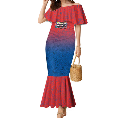 Personalized Newcastle Knights Mermaid Dress Easter Mascot - Colorful Eggs Cartoon Style