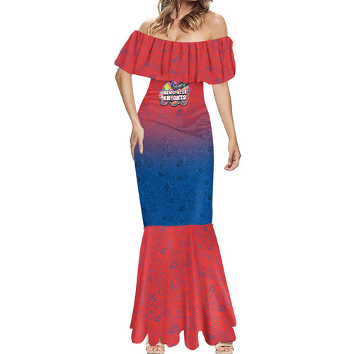 Personalized Newcastle Knights Mermaid Dress Easter Mascot - Colorful Eggs Cartoon Style