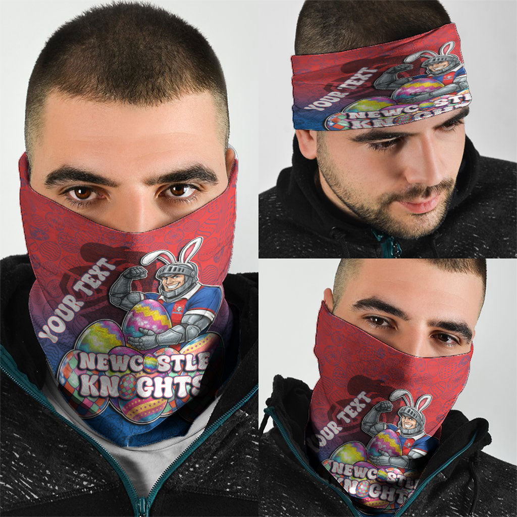 Personalized Newcastle Knights Neck Gaiter Easter Mascot - Colorful Eggs Cartoon Style