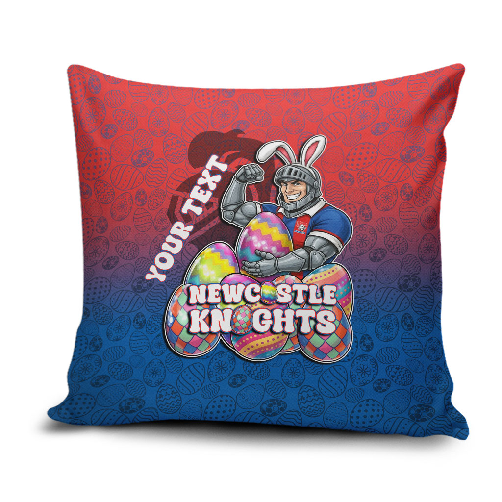 Personalized Newcastle Knights Pillow Cover Easter Mascot - Colorful Eggs Cartoon Style