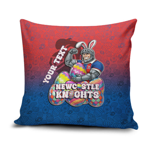 Personalized Newcastle Knights Pillow Cover Easter Mascot - Colorful Eggs Cartoon Style