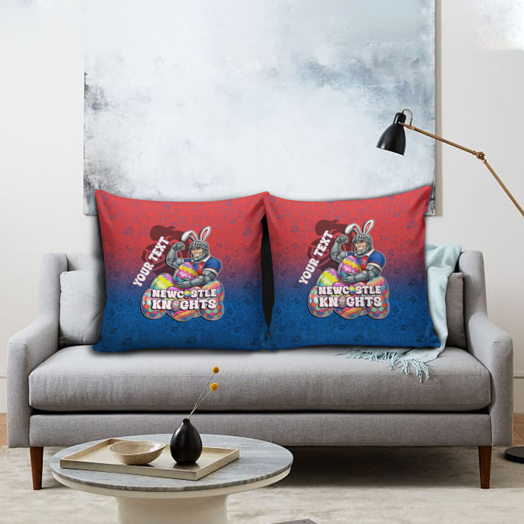 Personalized Newcastle Knights Pillow Cover Easter Mascot - Colorful Eggs Cartoon Style