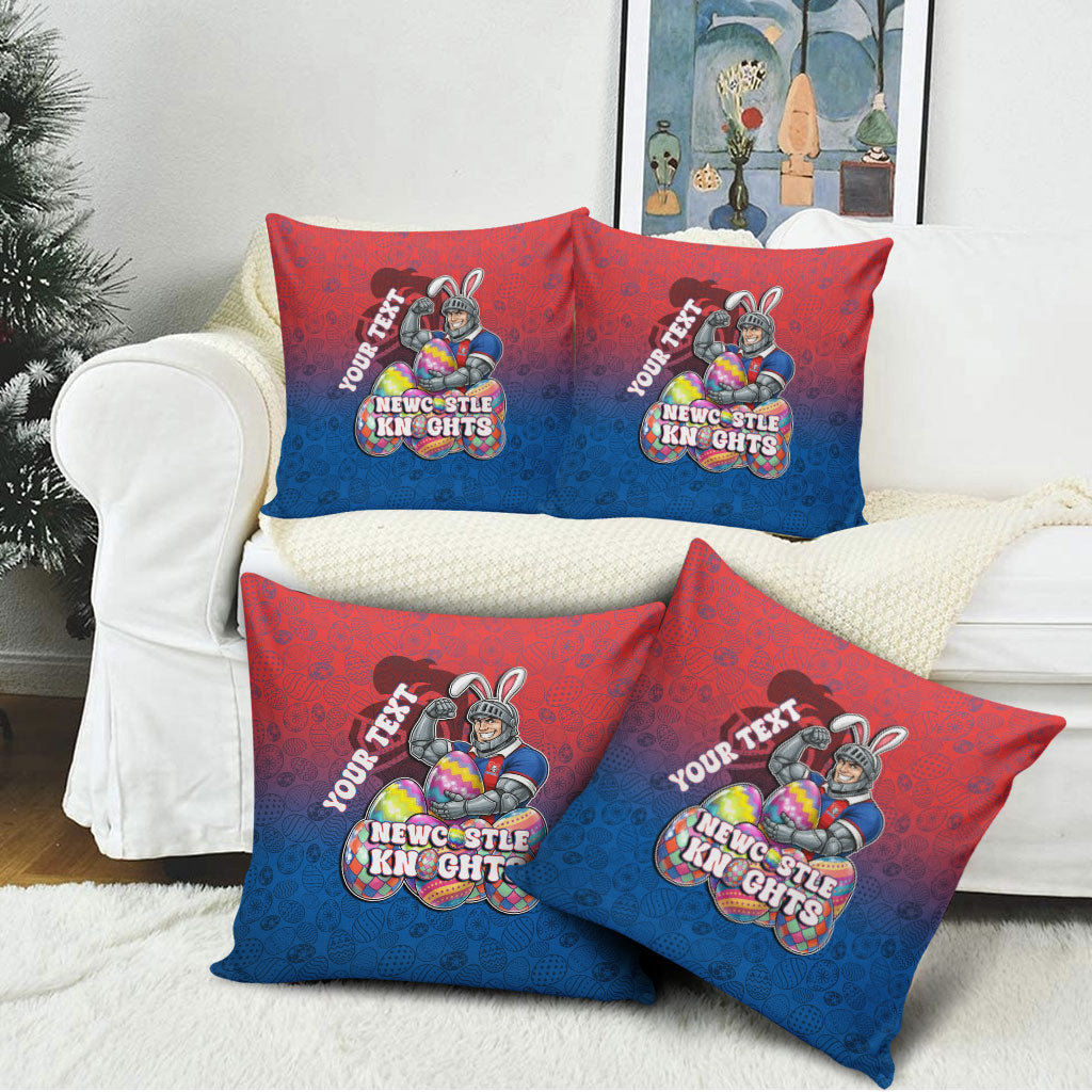 Personalized Newcastle Knights Pillow Cover Easter Mascot - Colorful Eggs Cartoon Style