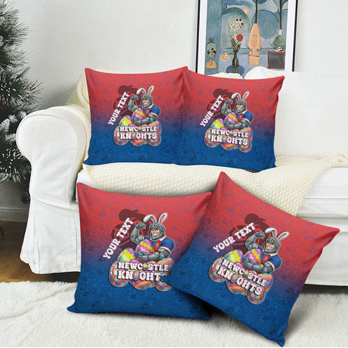 Personalized Newcastle Knights Pillow Cover Easter Mascot - Colorful Eggs Cartoon Style