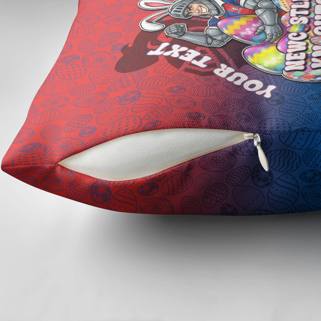 Personalized Newcastle Knights Pillow Cover Easter Mascot - Colorful Eggs Cartoon Style