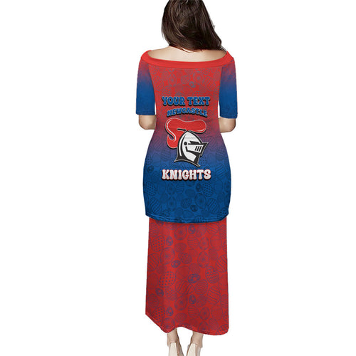 Personalized Newcastle Knights Puletasi Easter Mascot - Colorful Eggs Cartoon Style