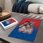 Personalized Newcastle Knights Puzzle Easter Mascot - Colorful Eggs Cartoon Style