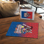 Personalized Newcastle Knights Puzzle Easter Mascot - Colorful Eggs Cartoon Style
