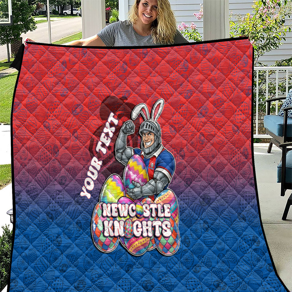 Personalized Newcastle Knights Quilt Easter Mascot - Colorful Eggs Cartoon Style