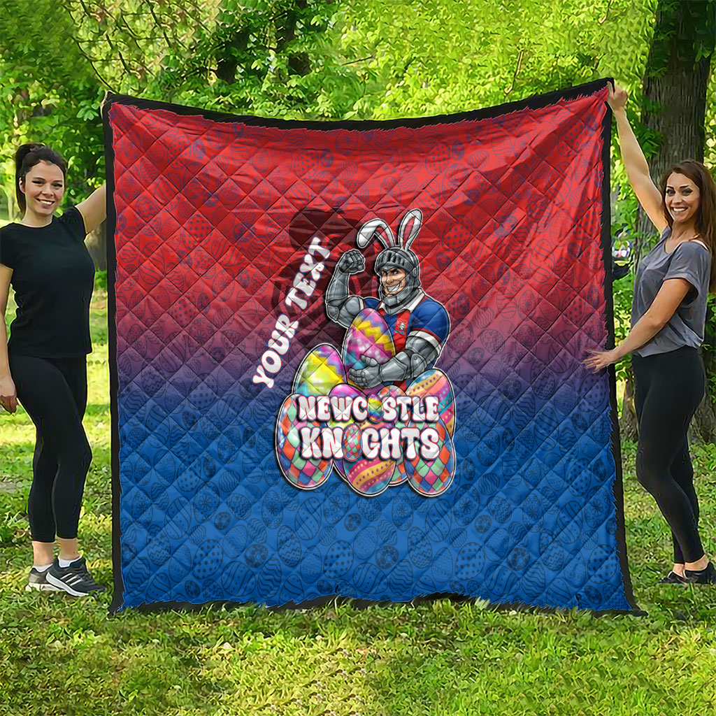 Personalized Newcastle Knights Quilt Easter Mascot - Colorful Eggs Cartoon Style