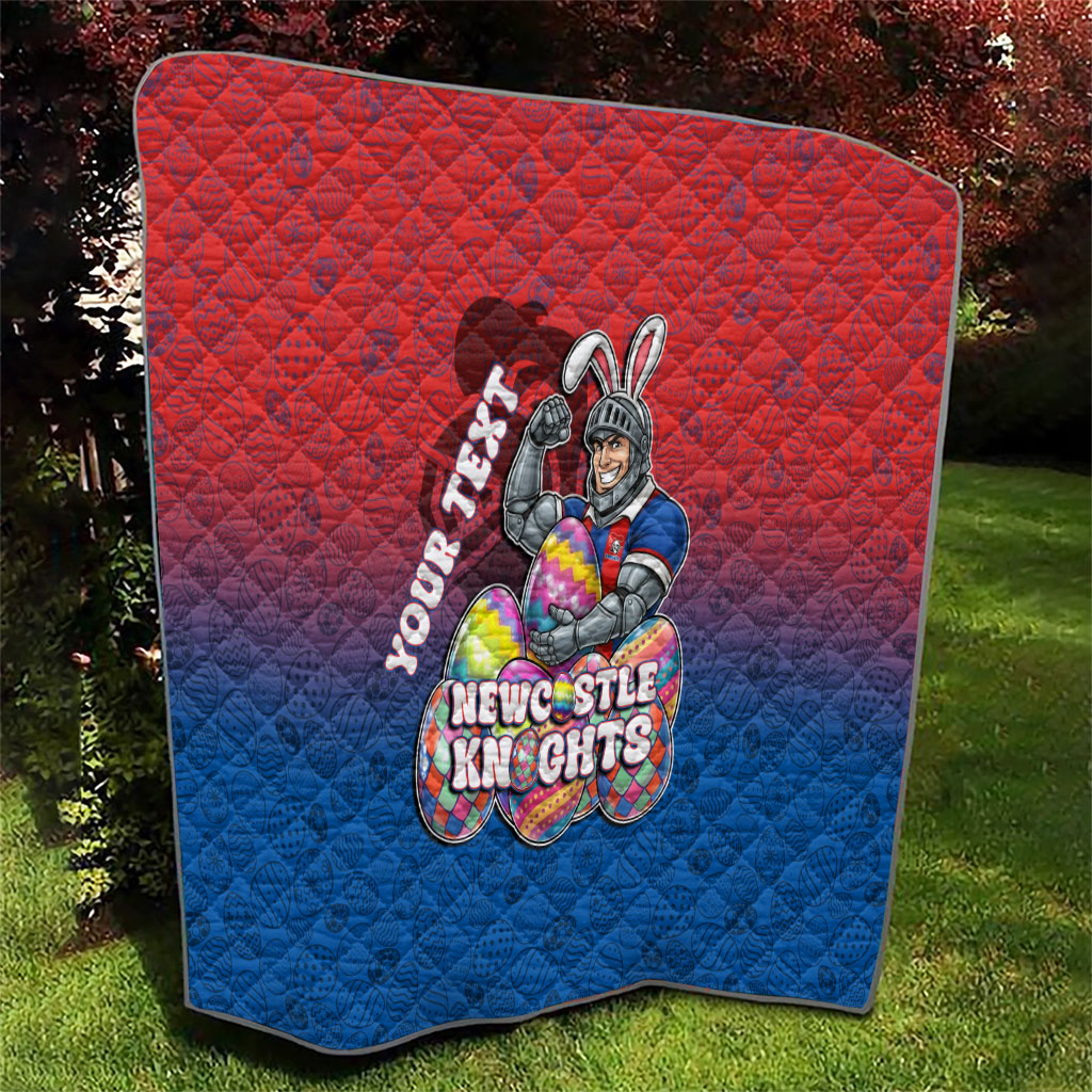 Personalized Newcastle Knights Quilt Easter Mascot - Colorful Eggs Cartoon Style