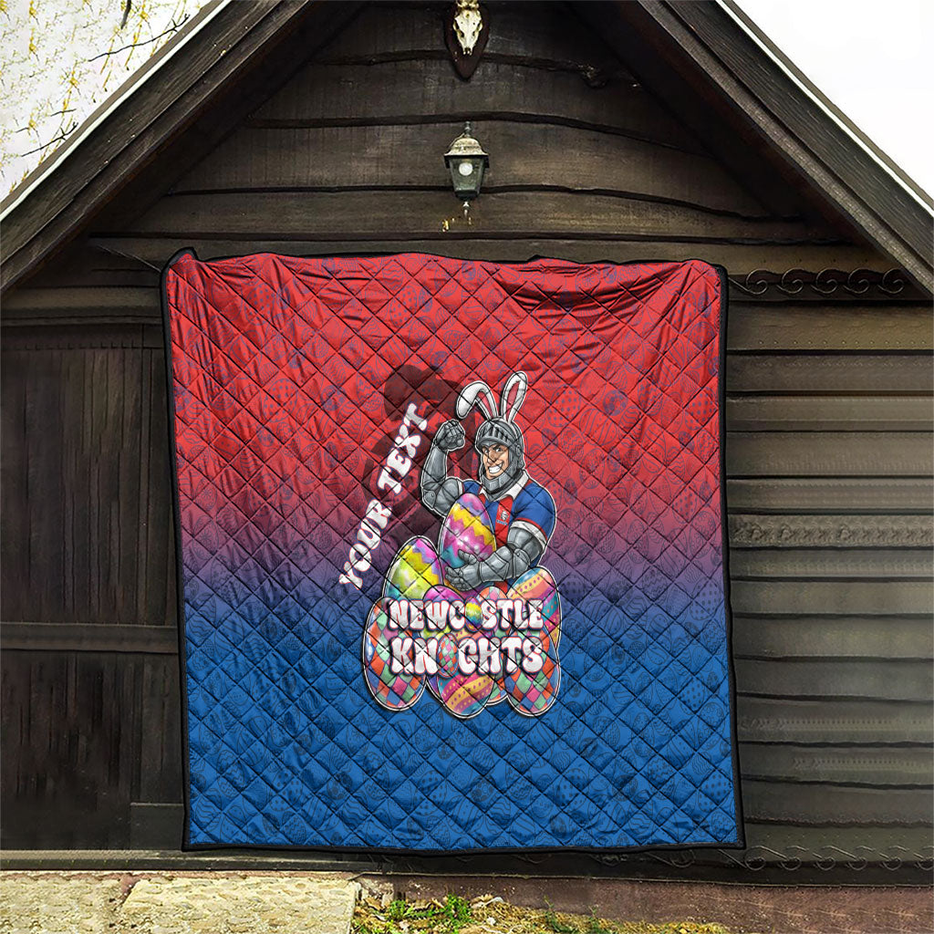 Personalized Newcastle Knights Quilt Easter Mascot - Colorful Eggs Cartoon Style