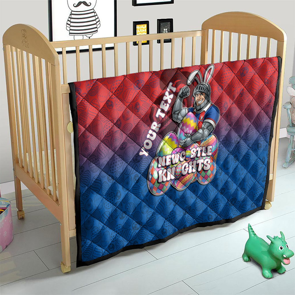Personalized Newcastle Knights Quilt Easter Mascot - Colorful Eggs Cartoon Style
