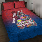 Personalized Newcastle Knights Quilt Bed Set Easter Mascot - Colorful Eggs Cartoon Style