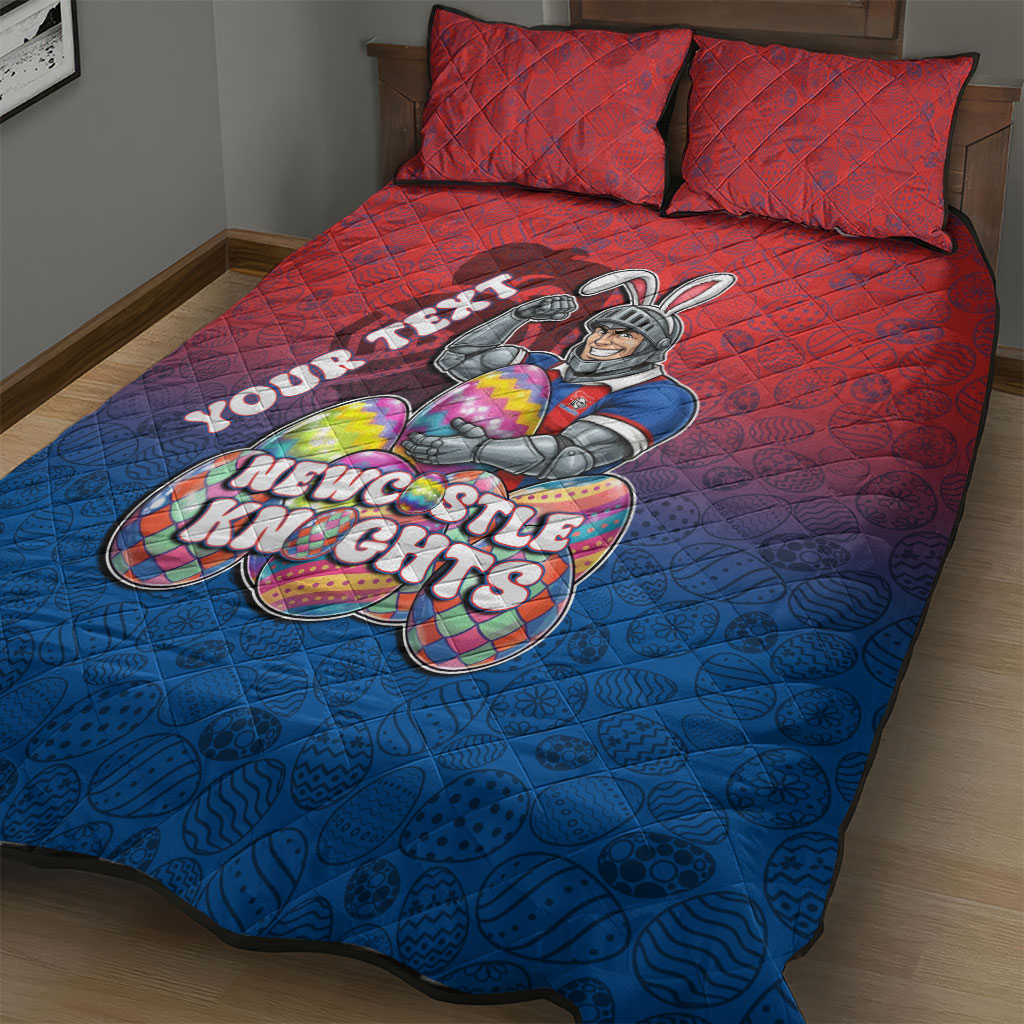 Personalized Newcastle Knights Quilt Bed Set Easter Mascot - Colorful Eggs Cartoon Style