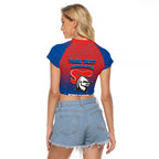 Personalized Newcastle Knights Raglan Cropped T Shirt Easter Mascot - Colorful Eggs Cartoon Style