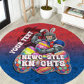 Personalized Newcastle Knights Round Carpet Easter Mascot - Colorful Eggs Cartoon Style