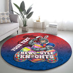 Personalized Newcastle Knights Round Carpet Easter Mascot - Colorful Eggs Cartoon Style