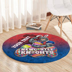 Personalized Newcastle Knights Round Carpet Easter Mascot - Colorful Eggs Cartoon Style
