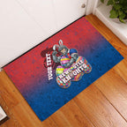Personalized Newcastle Knights Rubber Doormat Easter Mascot - Colorful Eggs Cartoon Style
