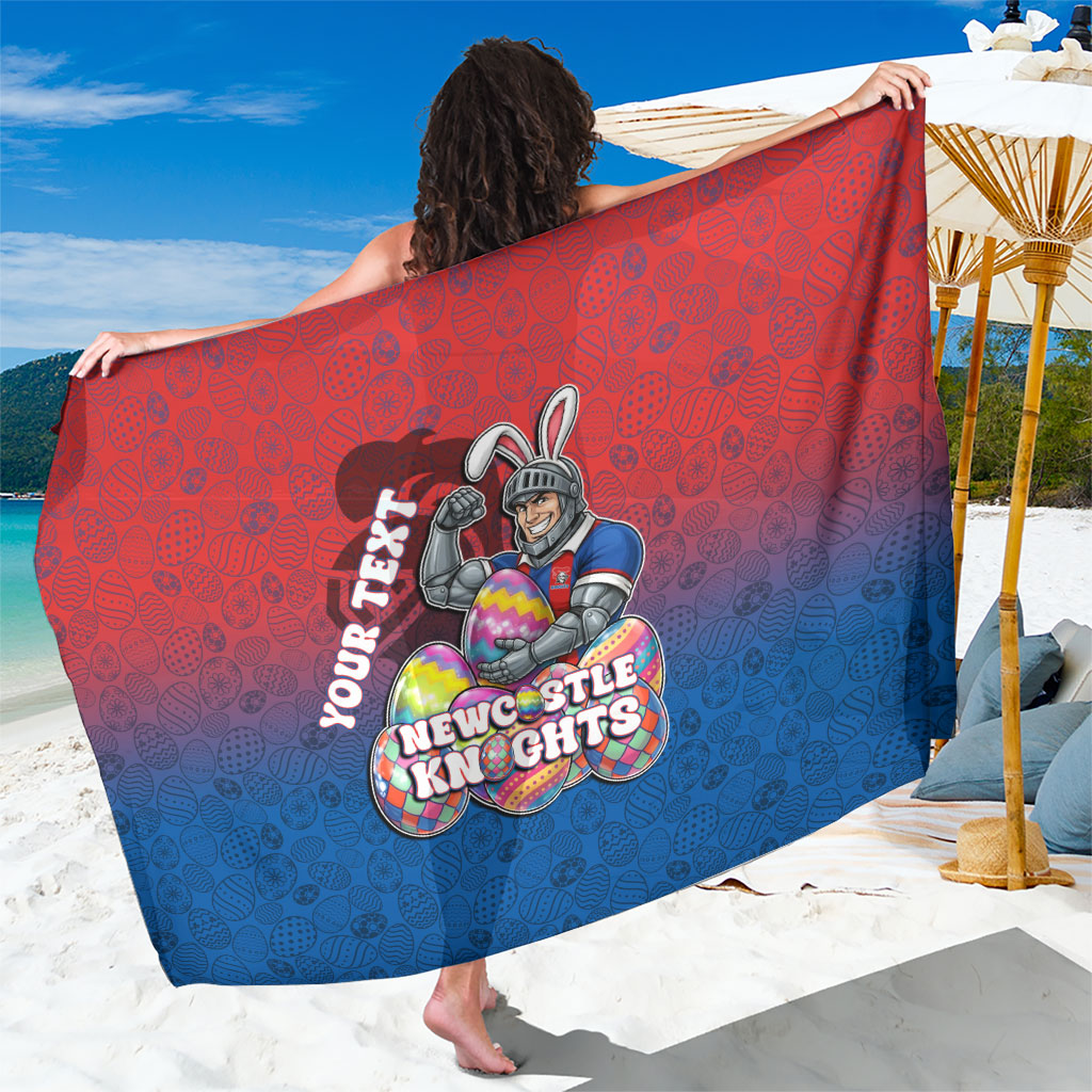 Personalized Newcastle Knights Sarong Easter Mascot - Colorful Eggs Cartoon Style