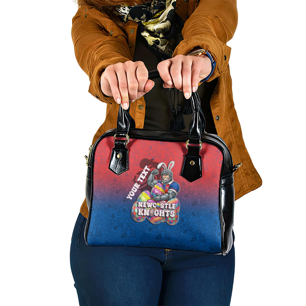 Personalized Newcastle Knights Shoulder Handbag Easter Mascot - Colorful Eggs Cartoon Style