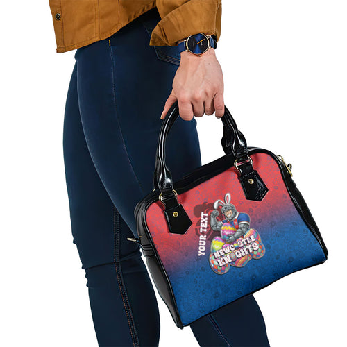 Personalized Newcastle Knights Shoulder Handbag Easter Mascot - Colorful Eggs Cartoon Style