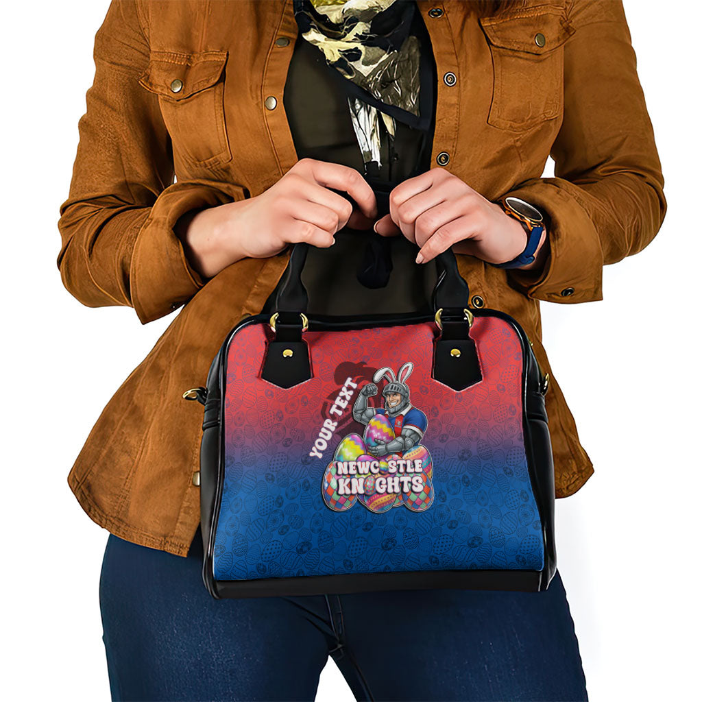 Personalized Newcastle Knights Shoulder Handbag Easter Mascot - Colorful Eggs Cartoon Style