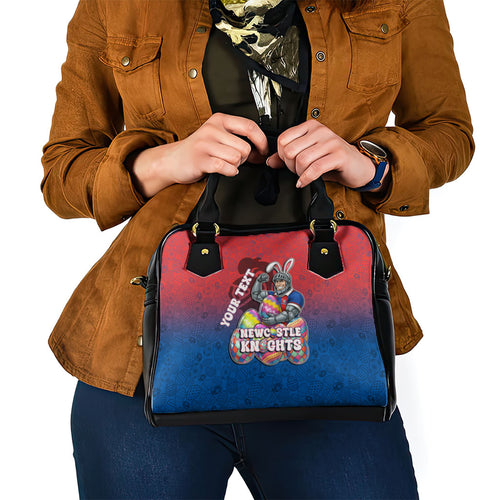 Personalized Newcastle Knights Shoulder Handbag Easter Mascot - Colorful Eggs Cartoon Style
