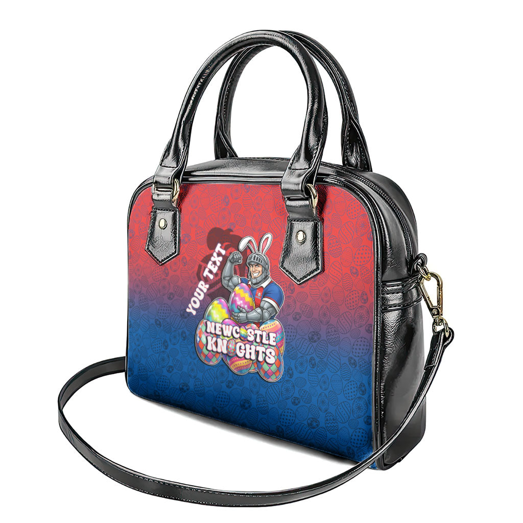 Personalized Newcastle Knights Shoulder Handbag Easter Mascot - Colorful Eggs Cartoon Style