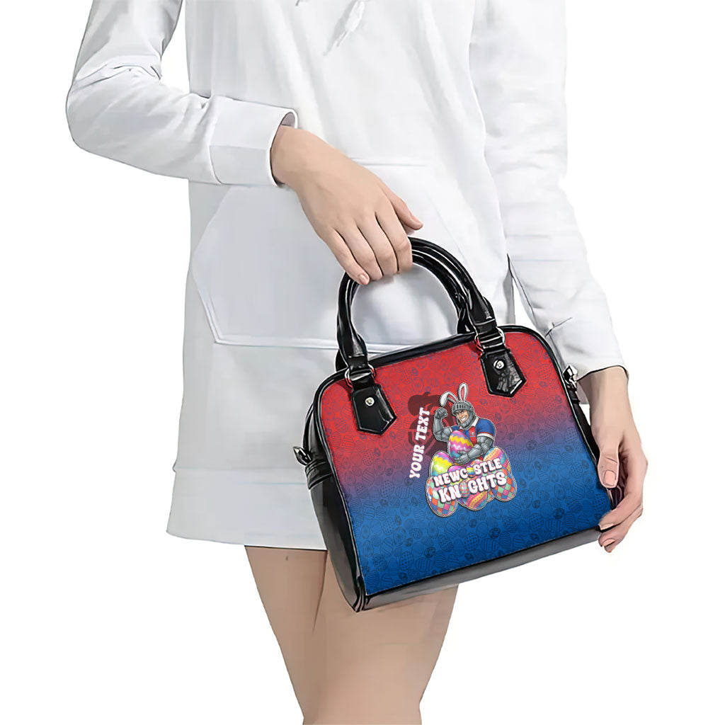 Personalized Newcastle Knights Shoulder Handbag Easter Mascot - Colorful Eggs Cartoon Style