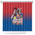 Personalized Newcastle Knights Shower Curtain Easter Mascot - Colorful Eggs Cartoon Style