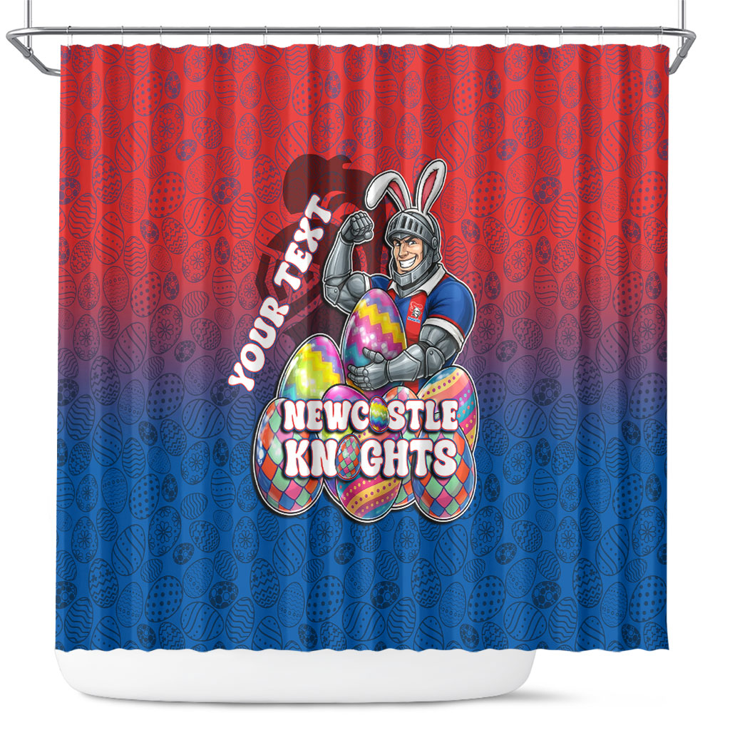 Personalized Newcastle Knights Shower Curtain Easter Mascot - Colorful Eggs Cartoon Style