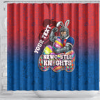 Personalized Newcastle Knights Shower Curtain Easter Mascot - Colorful Eggs Cartoon Style