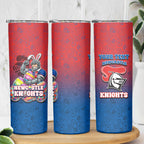 Personalized Newcastle Knights Skinny Tumbler Easter Mascot - Colorful Eggs Cartoon Style