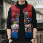 Personalized Newcastle Knights Sleeveless Puffer Jacket Easter Mascot - Colorful Eggs Cartoon Style