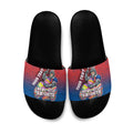 Personalized Newcastle Knights Slide Sandals Easter Mascot - Colorful Eggs Cartoon Style