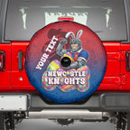 Personalized Newcastle Knights Spare Tire Cover Easter Mascot - Colorful Eggs Cartoon Style