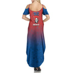 Personalized Newcastle Knights Summer Maxi Dress Easter Mascot - Colorful Eggs Cartoon Style