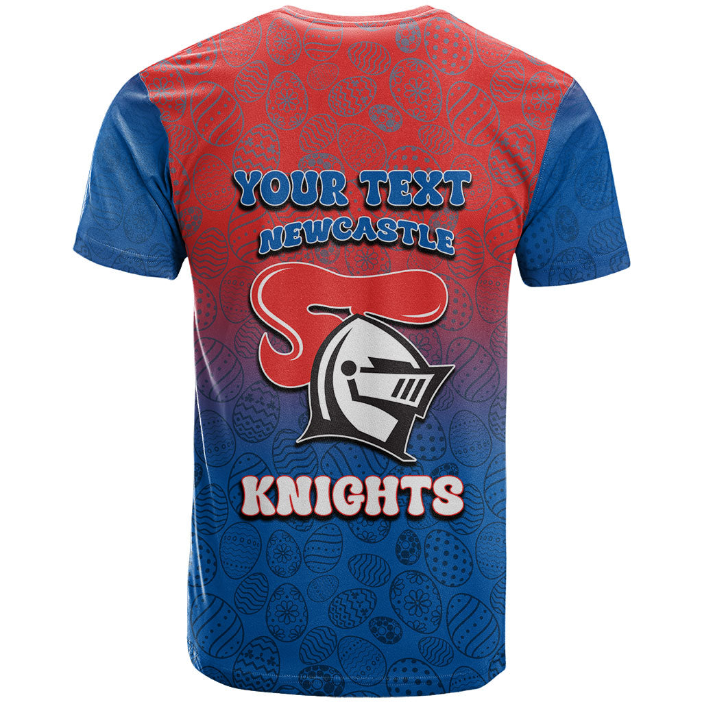 Personalized Newcastle Knights T Shirt Easter Mascot - Colorful Eggs Cartoon Style