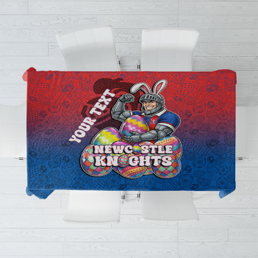 Personalized Newcastle Knights Tablecloth Easter Mascot - Colorful Eggs Cartoon Style